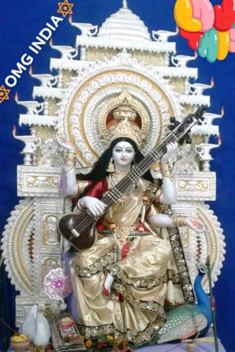 Saraswati Puja Pandal, Saraswati Murti, Saraswati Goddess, Devi Durga ...