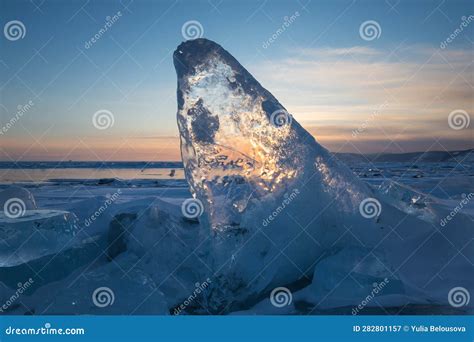 Ice of Lake Baikal stock image. Image of crack, panorama - 282801157