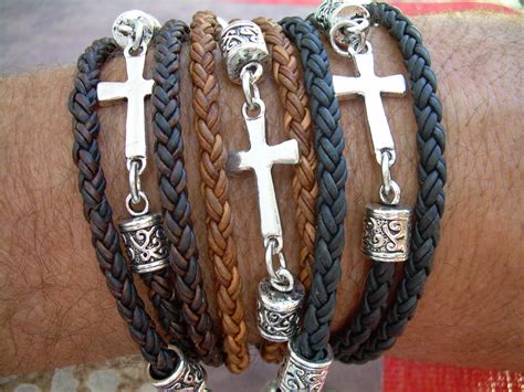 Leather Bracelet, Cross Bracelet, Mens Bracelets Leather, Christian Je ...