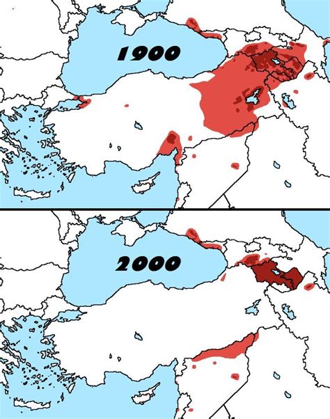 Distribution of Armenians in 1900 & 2000