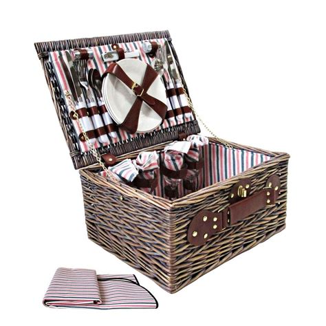 Alfresco Deluxe 4 Person Picnic Basket Baskets Outdoor Corporate Blanket Park in 2020 | Picnic ...