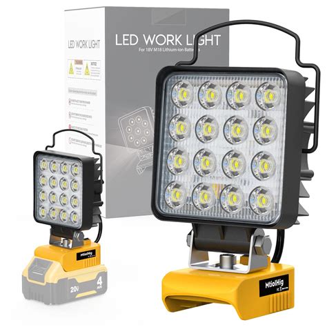 Cordless LED Work Light for Dewalt 18v 20v Battery, 34W 3400Lumens ...