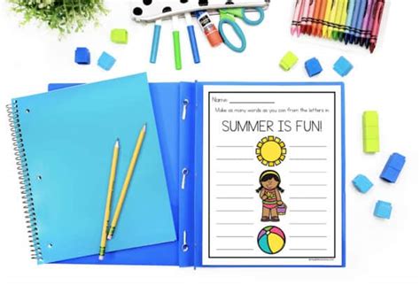 Fun Summer Word List Activities Printable Worksheets (1st - 3rd Grade)