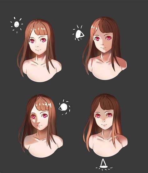 Simple Face Lighting Reference | Shadow drawing, Anime art tutorial, Digital art tutorial