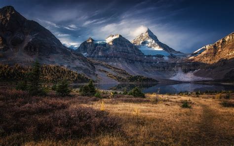 Nature, Landscape, Fall, Lake, Mountain, Snowy Peak, British Columbia ...