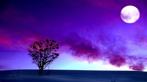 Purple Cloud With Moon During Night Time HD Purple Wallpapers | HD Wallpapers | ID #36999