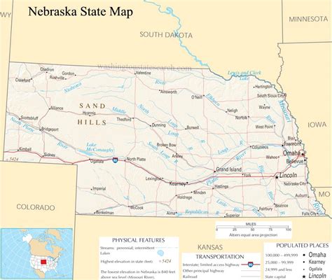 ♥ Nebraska State Map - A large detailed map of Nebraska State USA