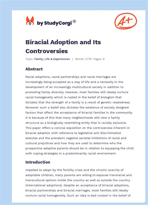 Biracial Adoption and Its Controversies | Free Essay Example