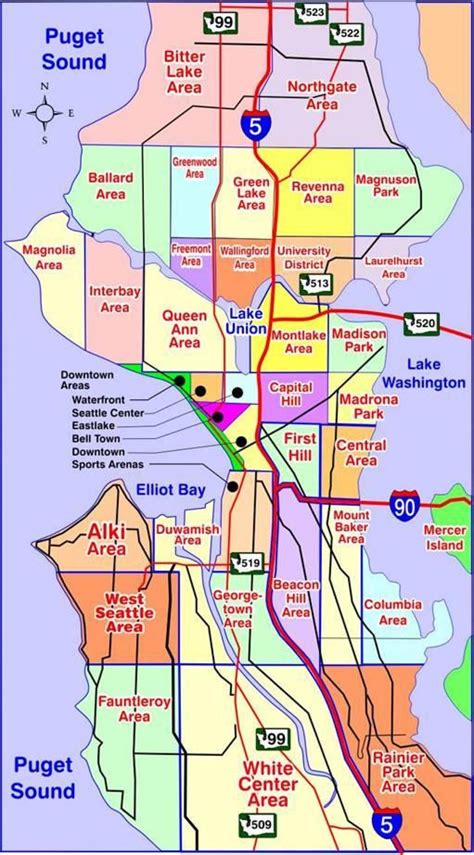 Map of Seattle neighborhoods - Seattle map neighborhoods (Washington - USA) | Seattle ...