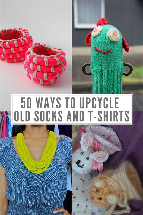 50 Ways to Upcycle Old Socks and T-Shirts | Sock crafts, Upcycled crafts, Diy socks