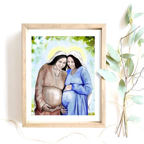 The Visitation of Mary and St Elizabeth Print Catholic Watercolor Marian Art Mary and Jesus St ...