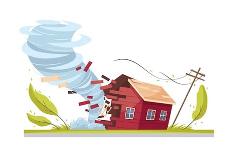 Premium Vector | Natural disaster cartoon composition with typhoon ...