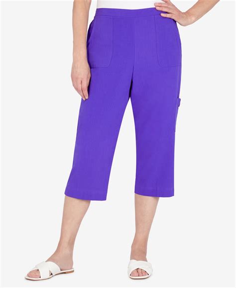 Alfred Dunner Petite Size Calypso Cargo Pocket Capri Pants In Purple ...