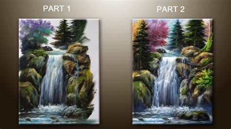 How to Paint Waterfall With Acrylics Lesson 2 ( PART 1) | Canvas painting tutorials, Canvas ...