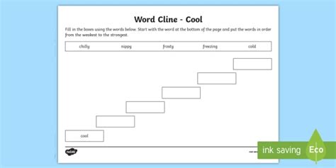 Word Cline for 'Cool' Worksheet (teacher made)