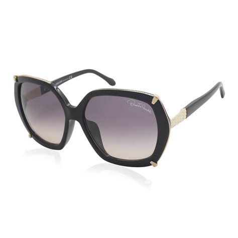 Roberto Cavalli // Women's Hex Sunglasses // Shiny Black + Gradient Smoke - Designer Women's ...