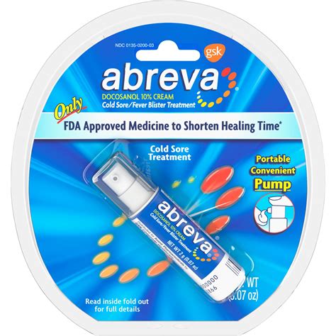 Abreva Docosanol 10% Fever Blister and Cold Sore Treatment, 0.07 Oz ...