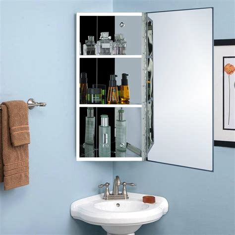 Hapilife 600 x 300mm Stainless Steel Corner Mirror Cabinet Bathroom ...