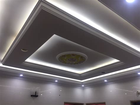 LED false ceiling lights for living room, LED strip lighting ideas in the interior jk Gypsum ...