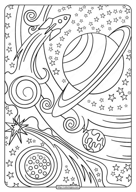 Free Printable Rocket and Planets Pdf Coloring Page. High quality free printable coloring, drawi ...