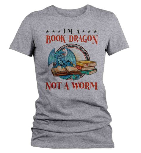 Women's Funny Geek T Shirt Book Dragon Shirt Reader Shirts | Etsy