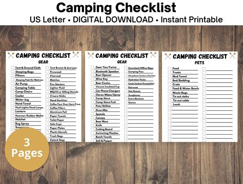 Editable Camping Checklist Camping Planner Pets Camping Printable Checklist Canva Template Pack ...