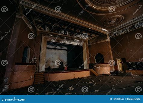 Old Burnt Creepy Abandoned Ruined Haunted Theater Stock Image | CartoonDealer.com #185387839