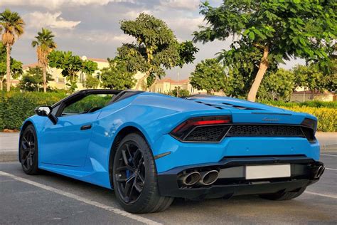 Rent Lamborghini Huracan Spyder Blue in Dubai - Sportscars - Octane Luxury Car Rental Dubai