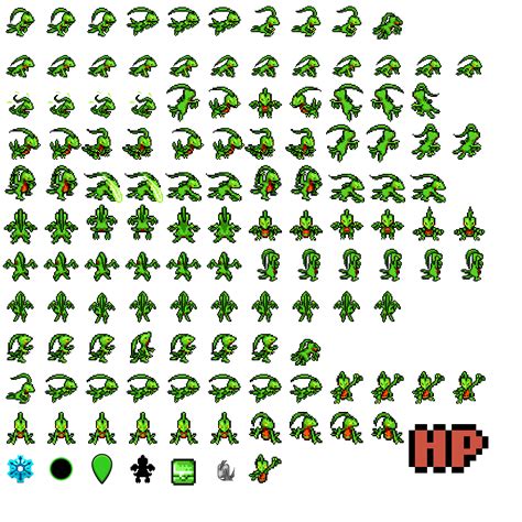 I made a PMD Grovyle spritesheet : r/spelunky