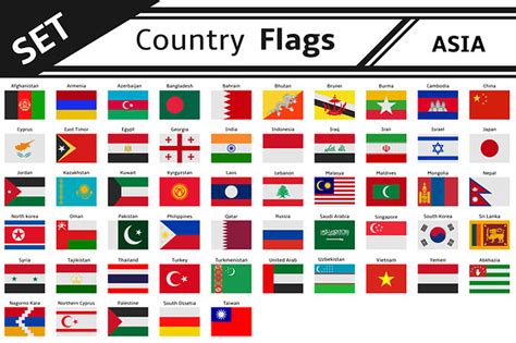 set countries flags asia ~ Illustrations ~ Creative Market