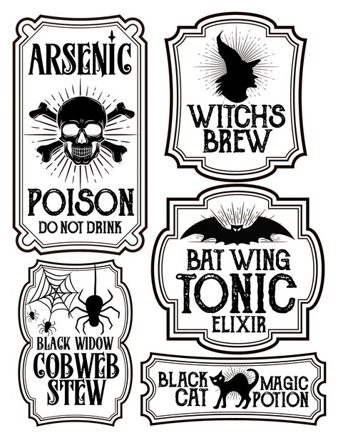 Halloween Bottle Labels - Free Printables - Potions Labels | Halloween bottle labels, Halloween ...