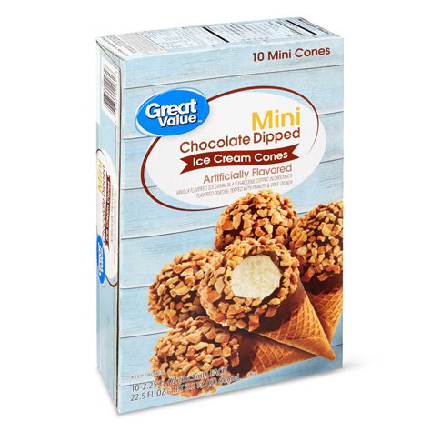 Great Value Mini Chocolate Dipped Ice Cream Cones, 22.5 oz, 10 Count - Walmart.com