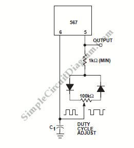 Adjustable Duty Cycle 567 IC Pulse Generator – Simple Circuit Diagram