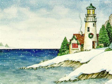 Christmas Lighthouse Christmas Tree Beads, Christmas Art, Christmas And New Year, Christmas ...