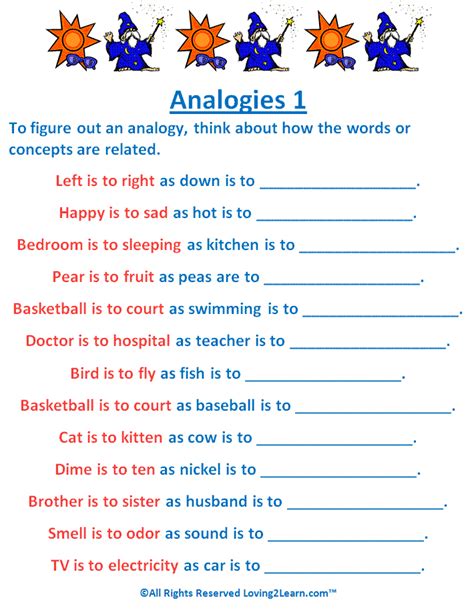 Analogies Worksheet and Video for Reading Comprehension