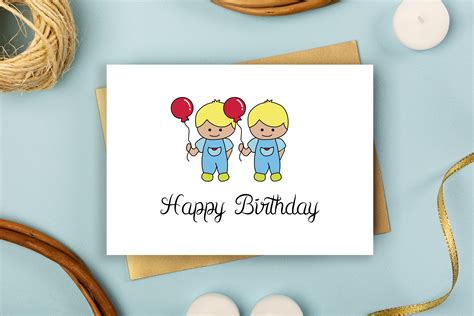 Twins Birthday Cards,birthday Card, for Twins Boys, Twins Greeting ...