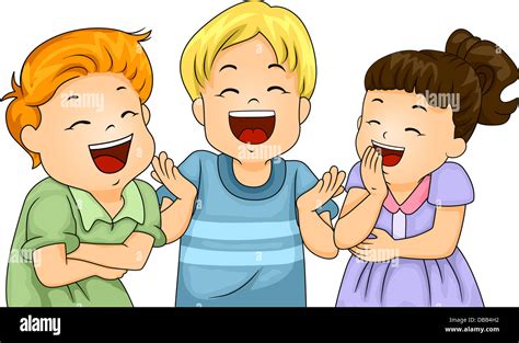 Illustration of Little Male and Female Kids Laughing Hard Stock Photo ...