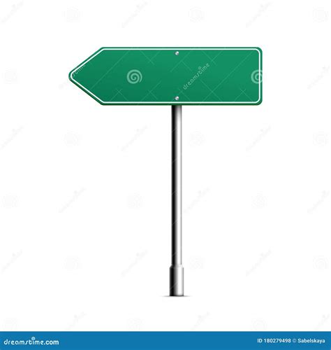 Blank Green Arrow Road Sign, Realistic Vector Mockup Illustration ...