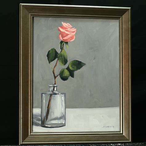 Single Rose in Glass Bottle - An ONLINE Acrylic Still Life Painting ...