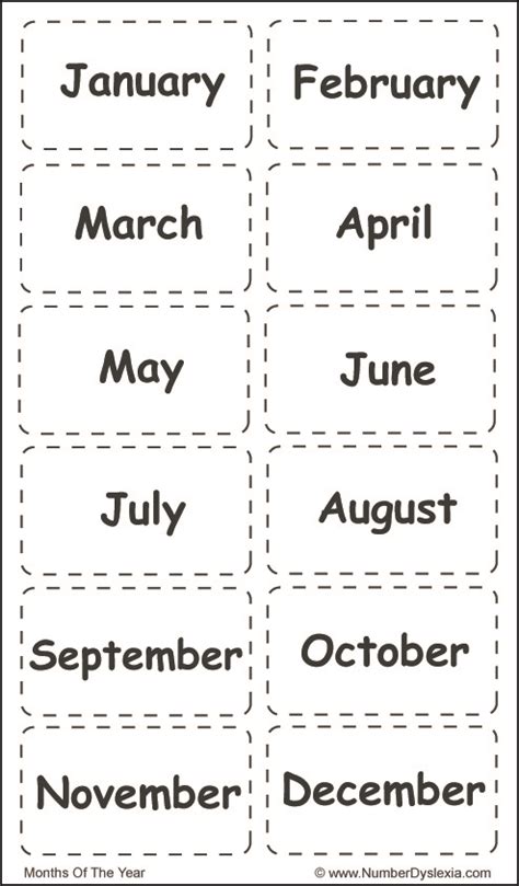 Months Of The Year Printable Chart