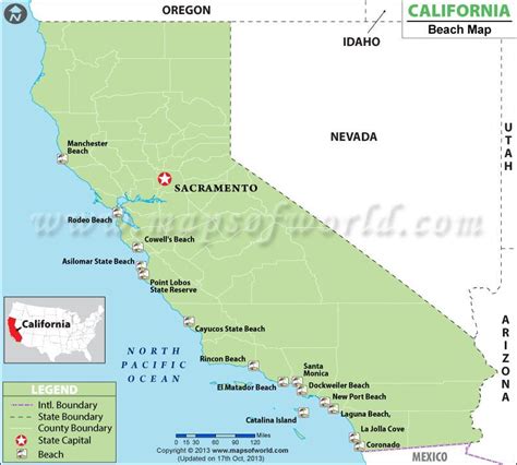 California Beaches Map | Best Beaches in California | California beach ...