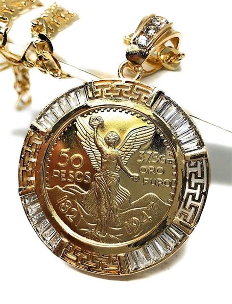 Gold Plated Coin Centenario Mexicano Moneda 50 Pesos Pendant | Etsy