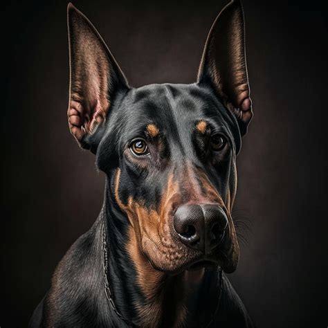 Premium AI Image | doberman dog portrait photography black background