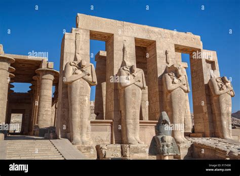 Four statues of Osiris, Hypostyle Hall, The Ramesseum (Mortuary Temple of Ramese II), Luxor ...