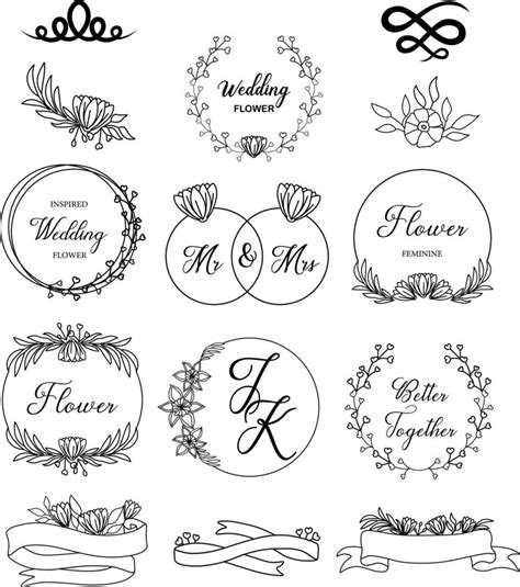 Wedding monogram logo collection Line art 21691564 Vector Art at Vecteezy