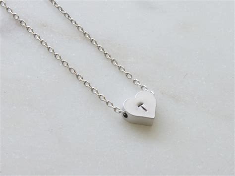 Personalized Initial Heart Necklace Custom Silver Heart - Etsy