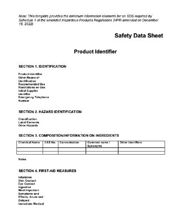 CCOHS: WHMIS Safety Data Sheet (SDS) Template