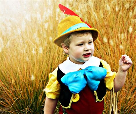 DIY Pinocchio Halloween costume for toddler boy! He is too dang cute! | Toddler boy halloween ...