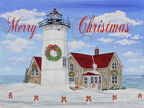 Merry Christmas Lighthouse-jp3904 Painting by Jean Plout