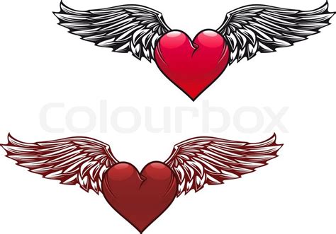 Retro heart with wings for tattoo ... | Stock vector | Colourbox